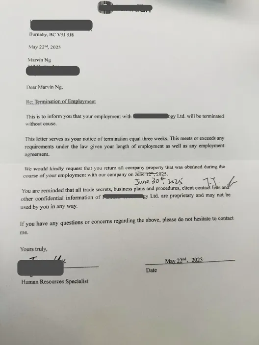 Termination letter, the moment that started Freshtrax